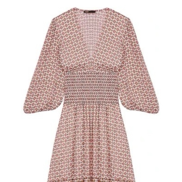 Women's Geometric Print Cinched Waist Maxi Dress Size 38 (US 6) - Picture 3 of 13